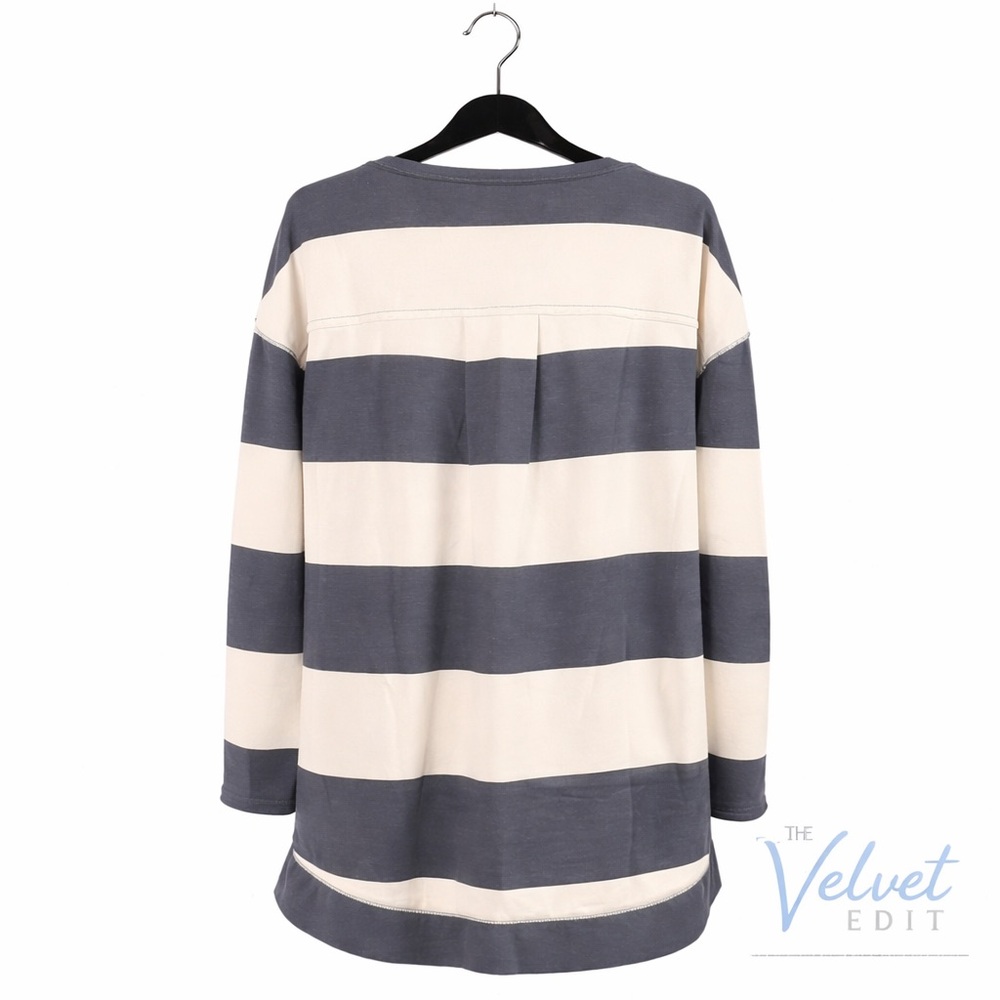 Z Supply Women's Long Sleeve Striped Top in Gray and Cream - Picture 2 of 3